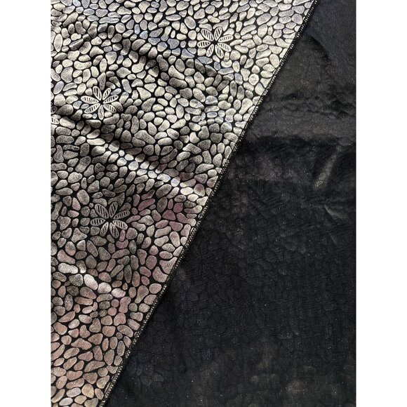 Vintage Silver & Black Floral Butterfly Patterned Scarf Or Wrap Elegant Accessor - Picture 3 of 5